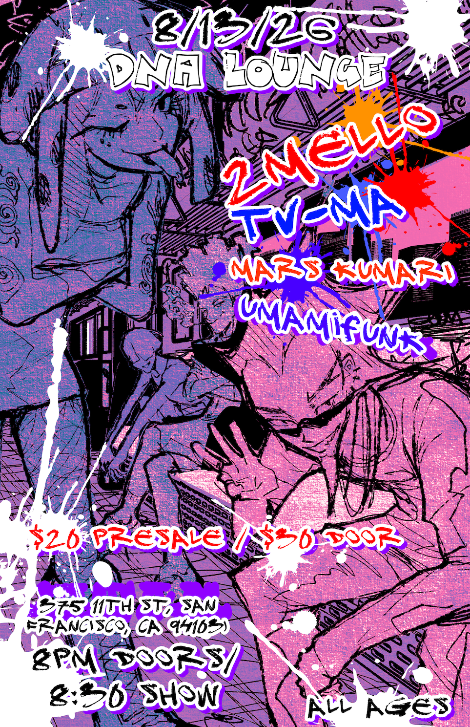Flyer for 8/13/26 DNA Lounge Show